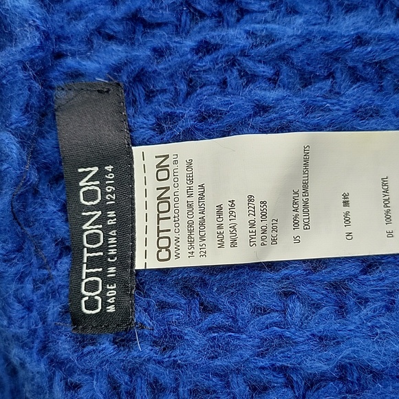 COTTON ON Blue Casual Chunky Knit Infinity Scarf OS - Picture 4 of 5